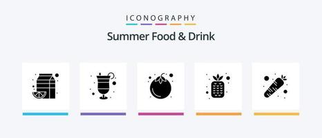 zomer voedsel en drinken glyph 5 icoon pak inclusief ananas. vruchten. sap. fruit. groente. creatief pictogrammen ontwerp vector