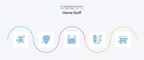 huis dingen blauw 5 icoon pak inclusief lade. plug. elektronica. elektrisch. bord vector