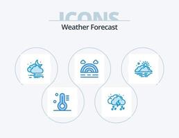 weer blauw icoon pak 5 icoon ontwerp. dag. het weer. het weer. regenboog. wolk vector
