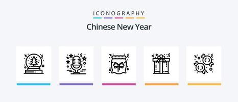 Chinese nieuw jaar lijn 5 icoon pak inclusief . noedels. aziatisch. nieuwe. metaal. creatief pictogrammen ontwerp vector