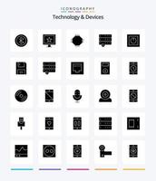 creatief apparaten 25 glyph solide zwart icoon pak zo net zo elektronica. apparaten. chippen. gegevens. uitrusting vector