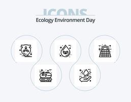 ecologie lijn icoon pak 5 icoon ontwerp. fabriek. tekening. blad. blad. eco vector
