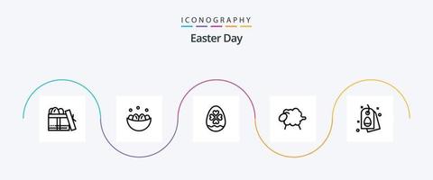 Pasen lijn 5 icoon pak inclusief label. wol. nest. schapen. Pasen vector