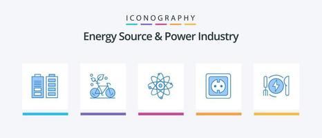 energie bron en macht industrie blauw 5 icoon pak inclusief stopcontact. plug. omgeving. energie. laboratorium. creatief pictogrammen ontwerp vector