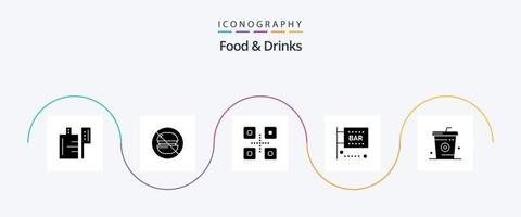 voedsel en drankjes glyph 5 icoon pak inclusief Koken. wetenschap en computergebruik. voedsel. media en amusement. voedsel en drinken vector