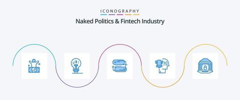 naakt politiek en FinTech industrie blauw 5 icoon pak inclusief bank. bescherming. idee. persoonlijk. betaling vector