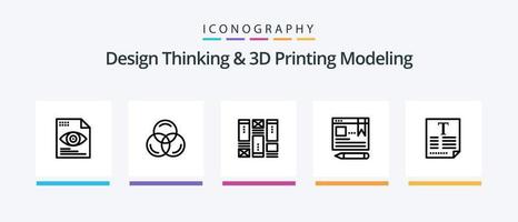 ontwerp denken en d het drukken modellering lijn 5 icoon pak inclusief browser. wireframing. vector. muis. creatief pictogrammen ontwerp vector