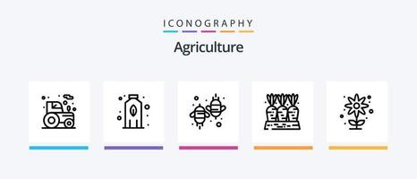 landbouw lijn 5 icoon pak inclusief fabriek. tarwe rietje. groei. rietje. landbouw. creatief pictogrammen ontwerp vector