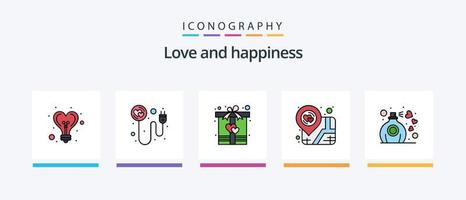 liefde lijn gevulde 5 icoon pak inclusief hart. karretje. verloving. winkelen. kar. creatief pictogrammen ontwerp vector