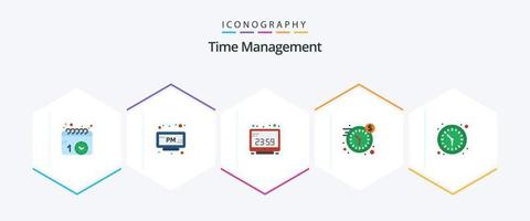 tijd beheer 25 vlak icoon pak inclusief klok. geld. klok. dollar. Scherm vector