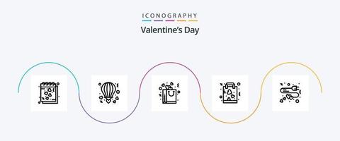 valentijnsdag dag lijn 5 icoon pak inclusief papier. favoriet. liefde. kopen. liefde vector