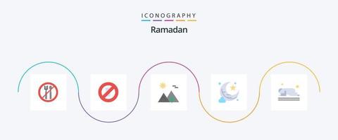 Ramadan vlak 5 icoon pak inclusief namaz. Islam. arabier. ster. maan vector