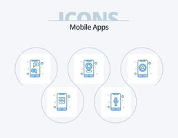mobiel apps blauw icoon pak 5 icoon ontwerp. app. navigatie. app. plaats. app vector