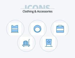 kleding en accessoires blauw icoon pak 5 icoon ontwerp. accessoires. mode. top hoed. armband. web vector