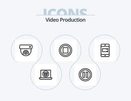 video productie lijn icoon pak 5 icoon ontwerp. deel. liedje. camera. opname. sociaal vector