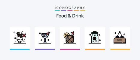 voedsel en drinken lijn gevulde 5 icoon pak inclusief drankje. bruschetta. eten. maaltijd. creatief pictogrammen ontwerp vector