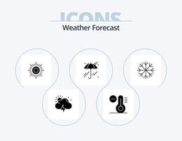 weer glyph icoon pak 5 icoon ontwerp. . . het weer. sneeuwvlokken. vorst vector