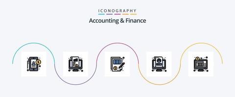 accounting en financiën lijn gevulde vlak 5 icoon pak inclusief scherm. lcd. geld. account. gerechtigheid vector