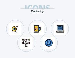 ontwerpen lijn gevulde icoon pak 5 icoon ontwerp. . internetten. instelling. wereldbol. document vector