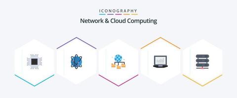 netwerk en wolk berekenen 25 vlak icoon pak inclusief gegevens. technologie. wereld. computergebruik. map vector