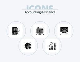 accounting en financiën glyph icoon pak 5 icoon ontwerp. online bankieren. internetten. munten. bankieren. gerechtigheid vector