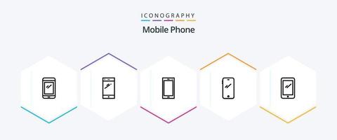 mobiel telefoon 25 lijn icoon pak inclusief . vector