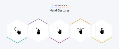 hand- gebaren 25 glyph icoon pak inclusief hand- pijl. drie vingers. hand. mobiel. gebaren vector