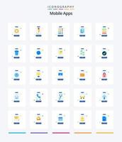 creatief mobiel apps 25 vlak icoon pak zo net zo app. nieuws. ux. informatie. wisselwerking vector