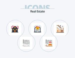echt landgoed vlak icoon pak 5 icoon ontwerp. online. huis. ingenieur. landgoed. zoet huis vector