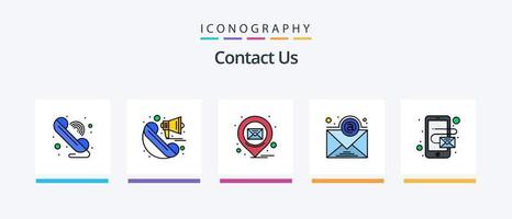 contact ons lijn gevulde 5 icoon pak inclusief . vraag. telefoon. online. geluid. creatief pictogrammen ontwerp vector