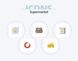 supermarkt vlak icoon pak 5 icoon ontwerp. sap. drankje. allergenen. bord. supermarkt vector