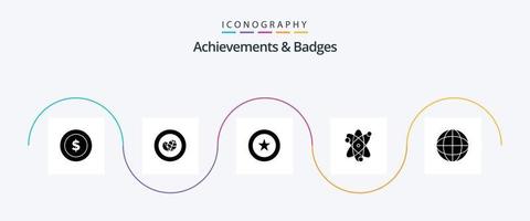 prestaties en badges glyph 5 icoon pak inclusief kenteken. lauwerkrans. prestatie. wetenschap. prestatie vector