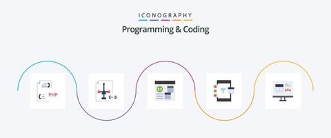programmering en codering vlak 5 icoon pak inclusief . ontwikkelen. fout. ontwikkelen vector