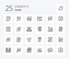 Canada 25 lijn icoon pak inclusief cirkel. dag. architectuur. maand. kalender vector