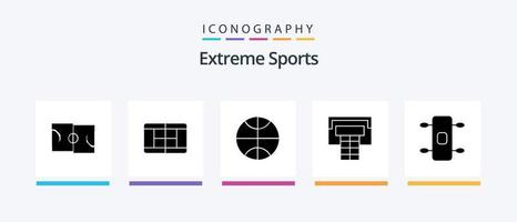 sport glyph 5 icoon pak inclusief . skateboard.. creatief pictogrammen ontwerp vector