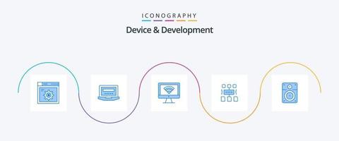 apparaat en ontwikkeling blauw 5 icoon pak inclusief luid. document. computer. gebruiker. algoritme vector