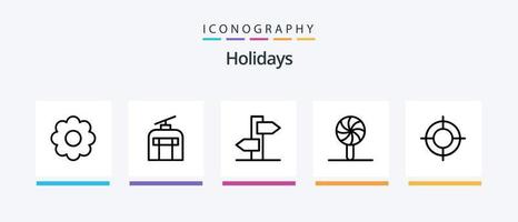 vakantie lijn 5 icoon pak inclusief trommel. vakantie. vakantie. wereldbol. kerstmis. creatief pictogrammen ontwerp vector