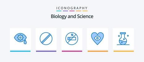 biologie blauw 5 icoon pak inclusief wetenschap. verbinding. niet roken. chemie. liefde. creatief pictogrammen ontwerp vector