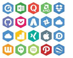 20 sociaal media icoon pak inclusief spotify wattpad adwords disqus xing vector