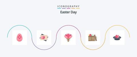 Pasen vlak 5 icoon pak inclusief viering. dag. bloem. verjaardag. geschenk vector