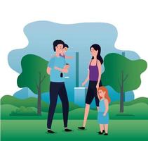 ouders echtpaar met dochter en zoon op het park vector