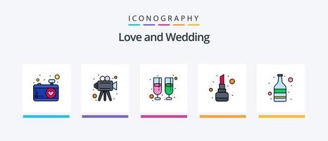 bruiloft lijn gevulde 5 icoon pak inclusief geslacht. romantiek. liefde. ring. hand. creatief pictogrammen ontwerp vector