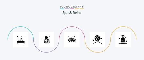 spa en kom tot rust glyph 5 icoon pak inclusief schoonheid . boom. uiterlijke verzorging . fabriek . groen vector