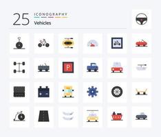 voertuigen 25 vlak kleur icoon pak inclusief voertuigen. parkeren. pijl. parkeren. dashboard vector
