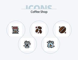 koffie winkel lijn gevulde icoon pak 5 icoon ontwerp. heet koffie. cafe. beker. bord. koffie vector