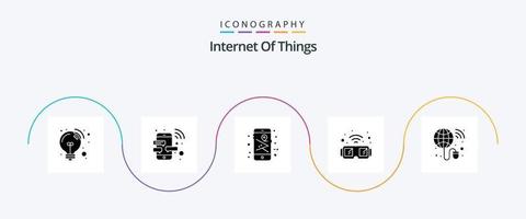 internet van dingen glyph 5 icoon pak inclusief internetten. slim. kaart. bril. apparaat vector