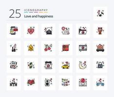 liefde 25 lijn gevulde icoon pak inclusief feest. liefde. brouwen. plaats. pot vector