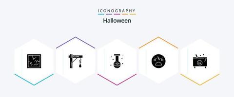 halloween 25 glyph icoon pak inclusief zombie. eng. bal. halloween. fles vector