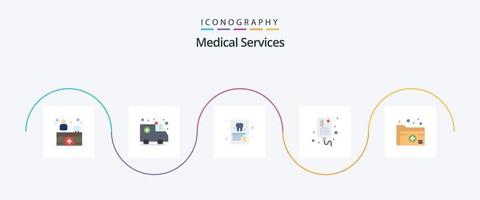 medisch Diensten vlak 5 icoon pak inclusief medisch. map. rapport. document. iv vector