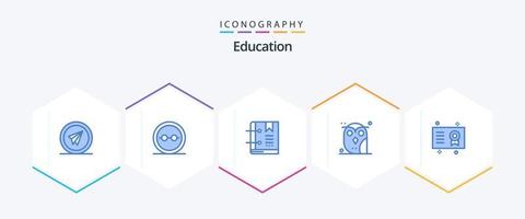 onderwijs 25 blauw icoon pak inclusief nacht. dier. bril. bladzijde. favoriete vector